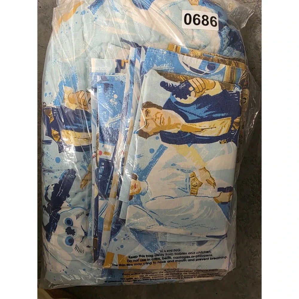 STAR WARS Vintage 1970 80x100 Blanket, 2 Pillow Cases Twin Flat &‎ Fitted Sheet